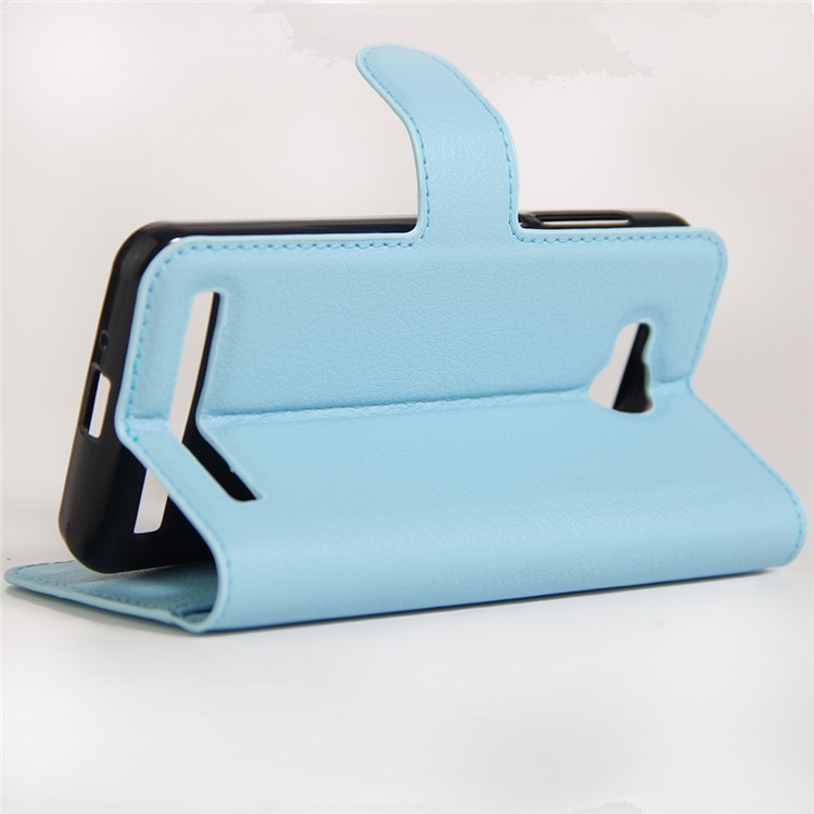 Lychee Skin Leather Card Holder Case for Huawei Y3II / Y3 II - Baby Blue-5