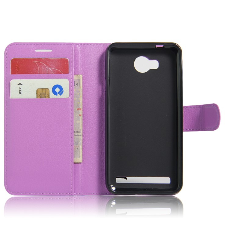 Lychee Skin PU Leather Stand Case for Huawei Y3II / Y3 II - Purple-3