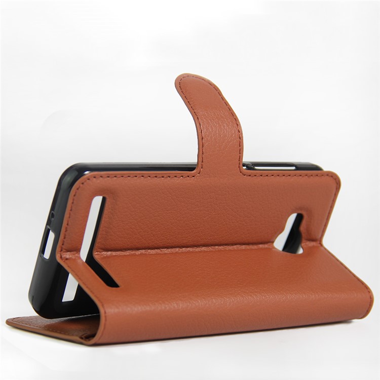 Lychee Skin Leather Wallet Case for Huawei Y3II / Y3 II - Brown-5