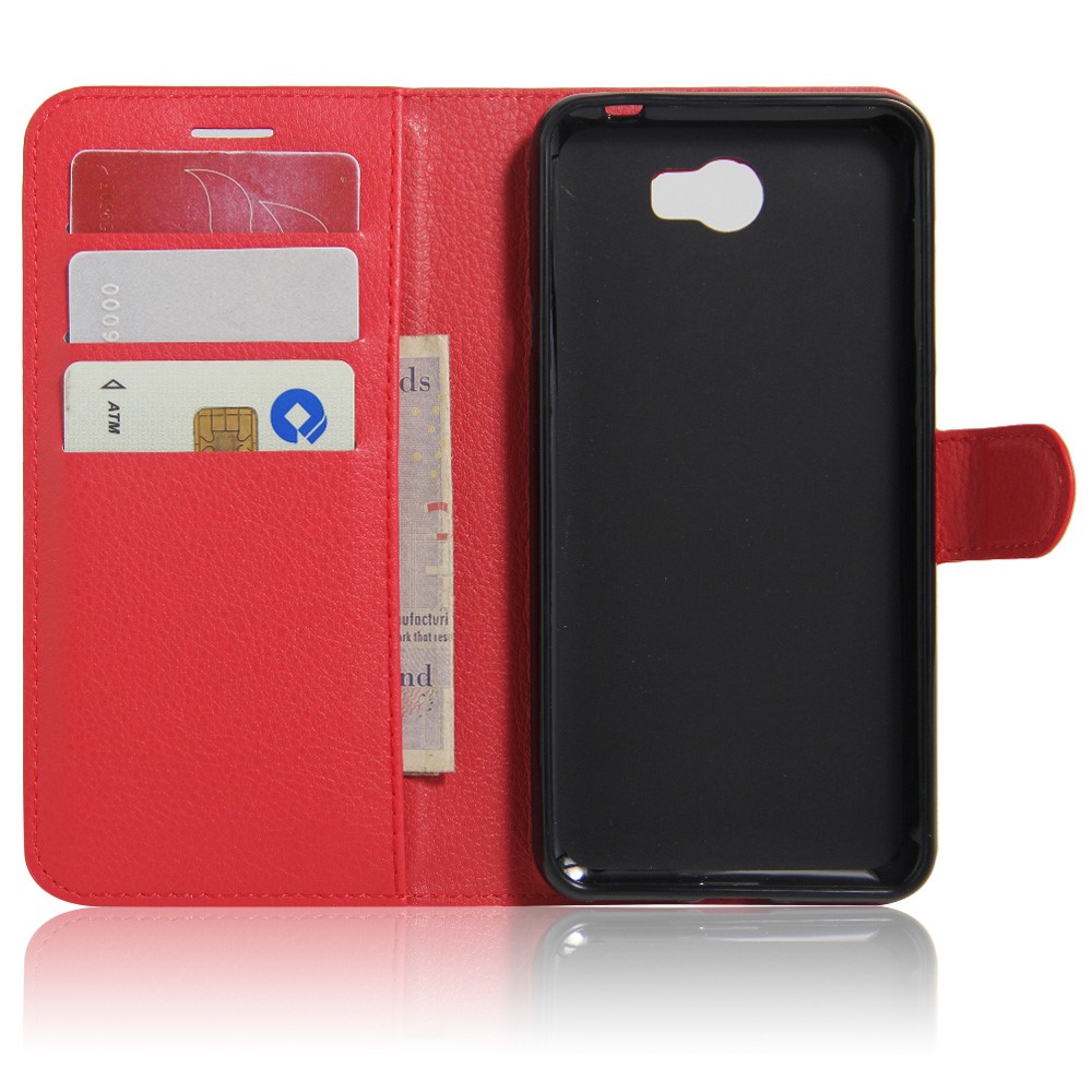 Lychee Skin Wallet Leather Phone Case for Huawei Y5II / Y5II - Red-3