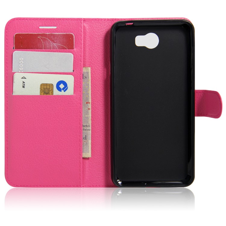 Lychee Skin Magnetic Leather Stand Case for Huawei Y5II / Y5II - Rose-3