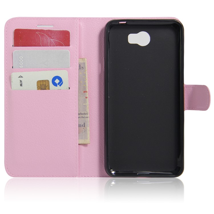 Lychee Skin Magnetic Leather Stand Cover for Huawei Y5II / Y5II - Pink-3
