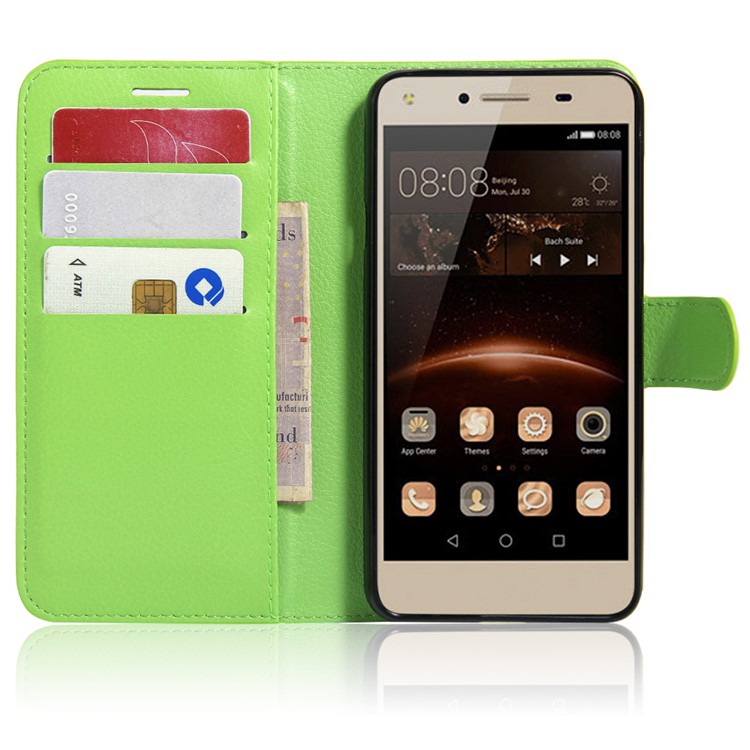 Lychee Skin Wallet Leather Magnetic Case for Huawei Y5II / Y5II - Green-4
