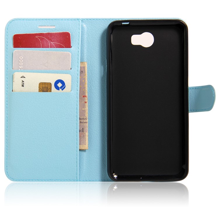 Lychee Skin PU Leather Stand Case for Huawei Y5II / Y5II - Baby Blue-3