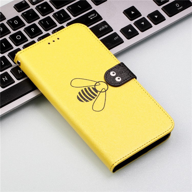 Bee Pattern Silk Texture Leather Mobile Phone Case for Huawei Y3 (2018)  - Yellow-8