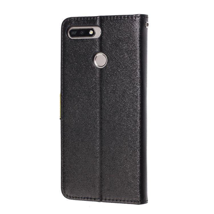 Bee Pattern Silk Texture Leather Wallet Case for Huawei Y6 (2018) - Black-4