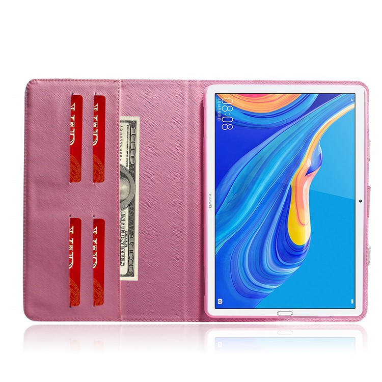 Handheld Style Pattern Printing Wallet Stand Leather Tablet Casing for Huawei MediaPad M6 10.8-inch - Magnolia-9