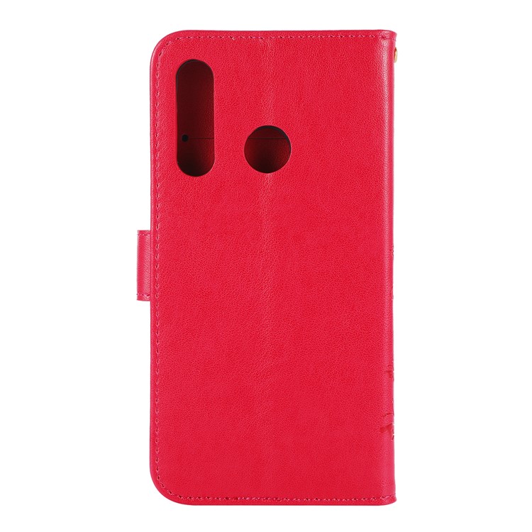 Imprint Butterfly Leather Wallet Phone Shell for Huawei Honor 20 Lite - Red-3