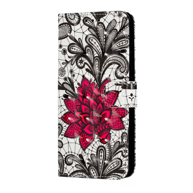 Printing Style Light Spot Decor Leather Wallet Phone Cover for Huawei P Smart Z/Y9 Prime 2019 - Red Flower-4