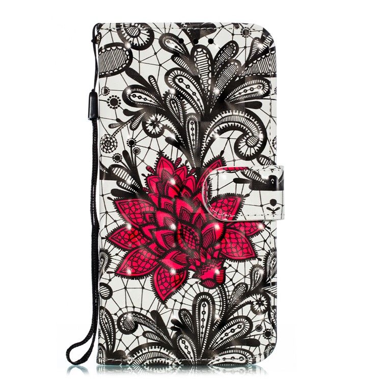 Pattern Printing Light Spot Decor Leather Wallet Case for Huawei Honor 20 - Red Flower-2