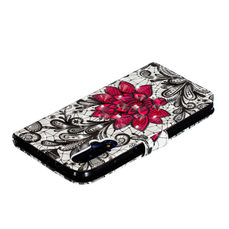 Pattern Printing Light Spot Decor Leather Wallet Case for Huawei Honor 20 - Red Flower-8