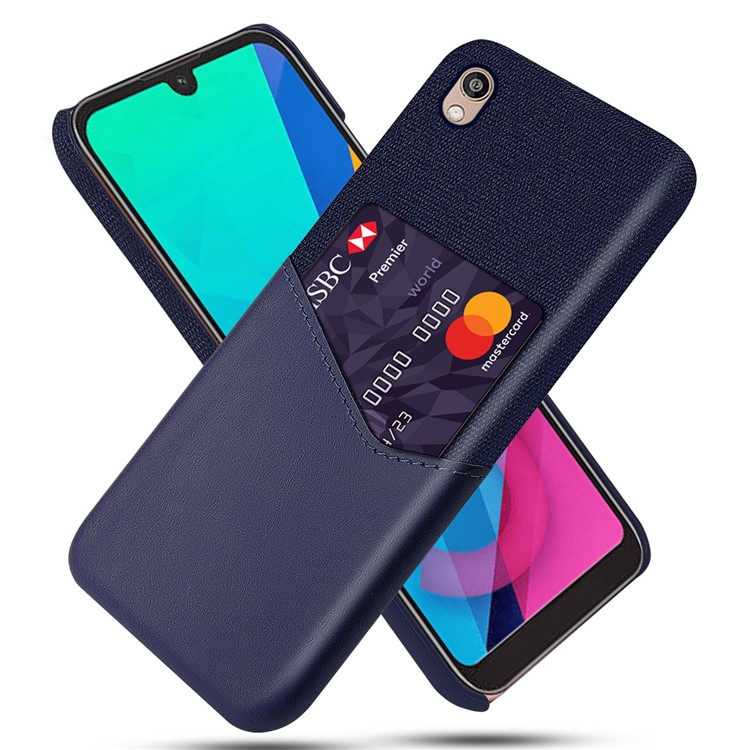 KSQ PC + PU + Cloth Hybrid Card Slot Back Case Cover for Huawei Y5 (2019)/Honor 8S - Blue