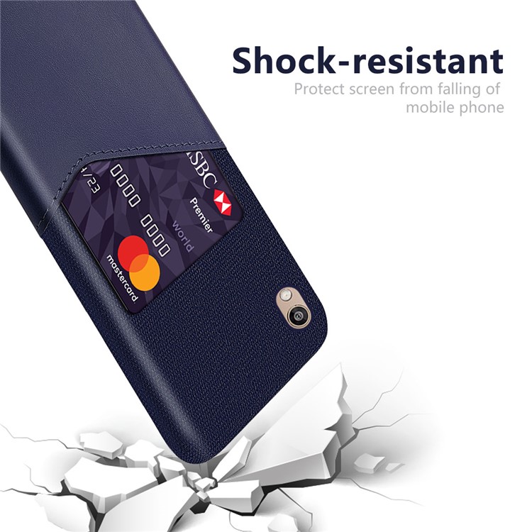 KSQ PC + PU + Pano Híbrido Slot Para Cartão De Volta Case Capa Para Huawei Y5 (2019) / Honra 8 S - Azul-3