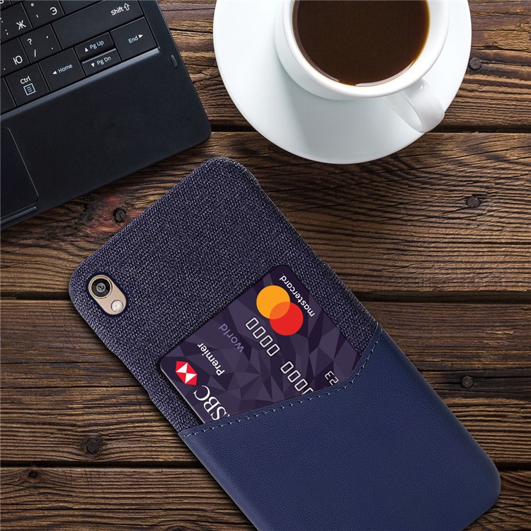 KSQ PC + PU + Pano Híbrido Slot Para Cartão De Volta Case Capa Para Huawei Y5 (2019) / Honra 8 S - Azul-4