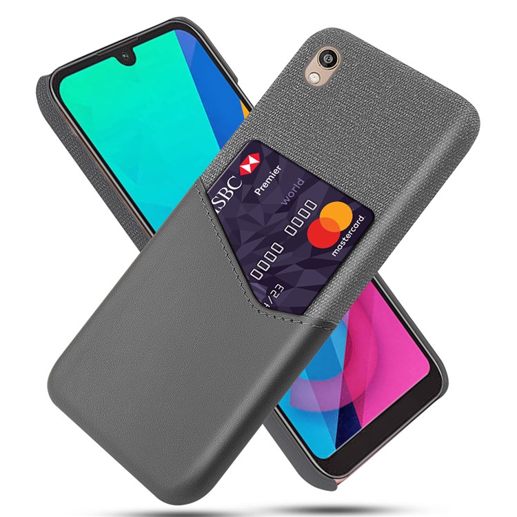 KSQ PC + PU + Cubierta De La Caja De La Ranura De La Tarjeta De Tela Híbrida Para Huawei Y5 (2019) / Honor 8S - Gris-1