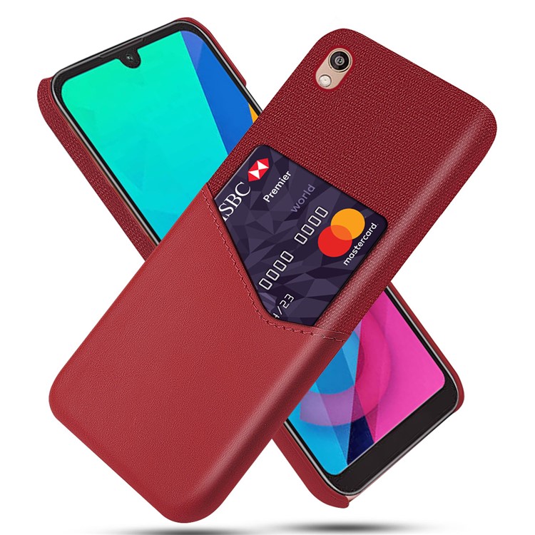 KSQ PC + PU + Pano Híbrido Slot Para Cartão De Volta Case Capa Para Huawei Y5 (2019) / Honra 8 S - Vermelho-1