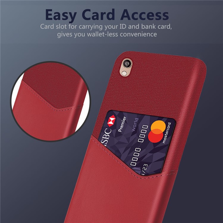 KSQ PC + PU + Pano Híbrido Slot Para Cartão De Volta Case Capa Para Huawei Y5 (2019) / Honra 8 S - Vermelho-2