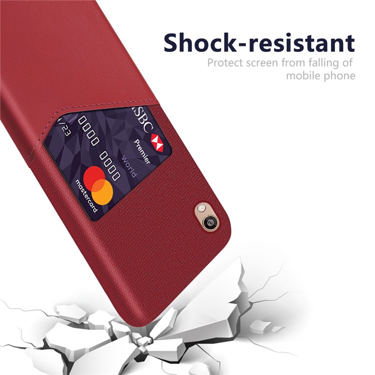 KSQ PC + PU + Pano Híbrido Slot Para Cartão De Volta Case Capa Para Huawei Y5 (2019) / Honra 8 S - Vermelho-3