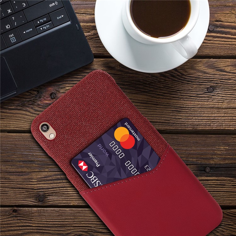 KSQ PC + PU + Pano Híbrido Slot Para Cartão De Volta Case Capa Para Huawei Y5 (2019) / Honra 8 S - Vermelho-4