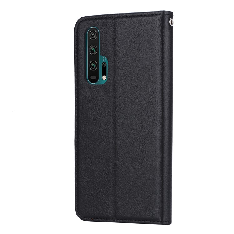 PU+Split Leather Auto-absorbed Stand Wallet Protective Case Shell for Huawei Honor 20 Pro - Black-3