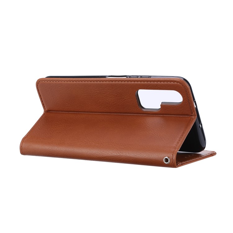 PU+Split Leather Auto-absorbed Stand Wallet Protective Case Shell for Huawei Honor 20 Pro - Brown-6