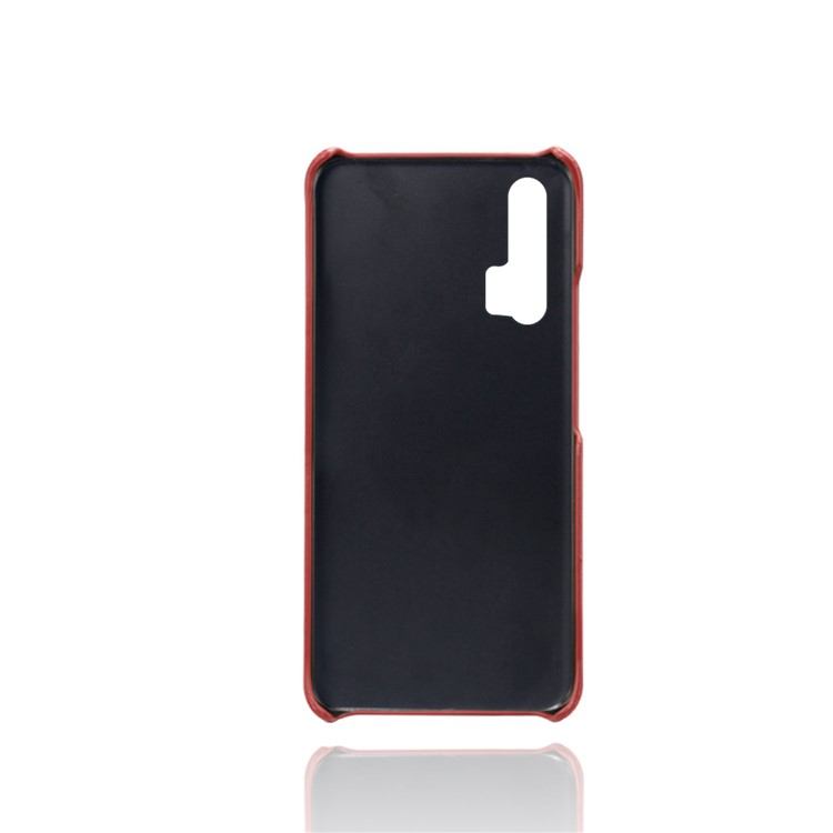 Double Card Slots PU Leather Coated PC Case for Huawei Honor 20 Pro - Red-5