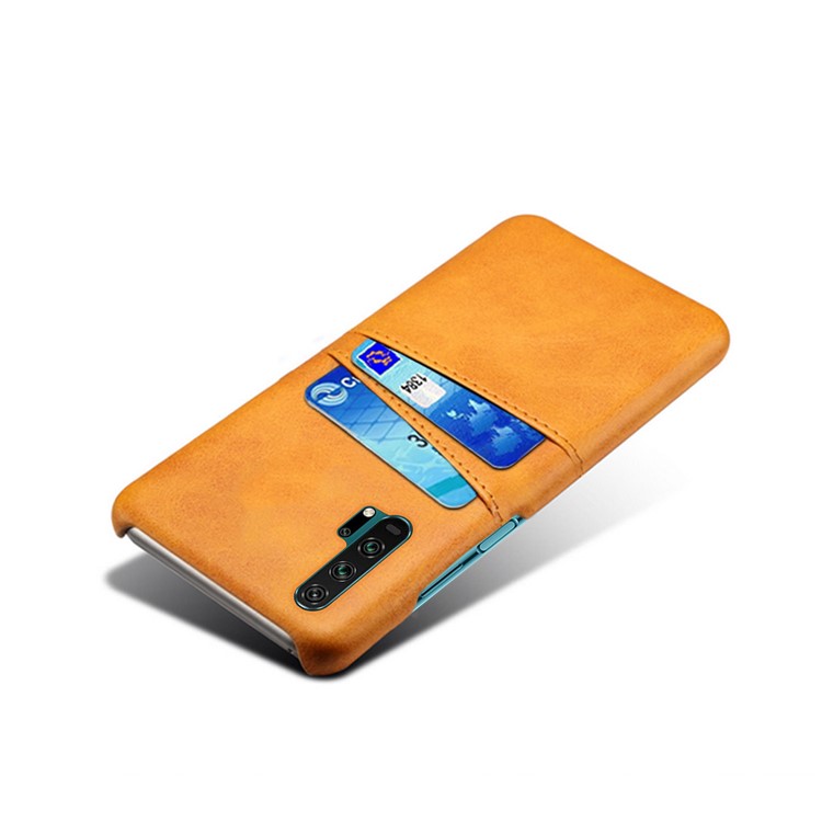 Double Card Slots PU Leather Coated PC Case for Huawei Honor 20 Pro - Orange-2