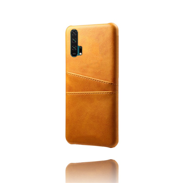 Double Card Slots PU Leather Coated PC Case for Huawei Honor 20 Pro - Orange-3