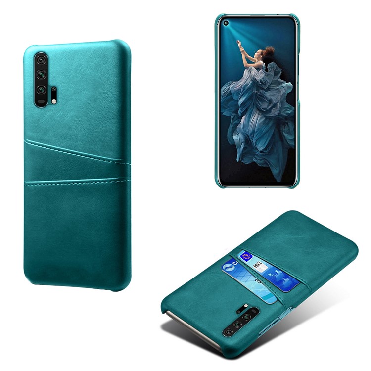 Double Card Slots PU Leather Coated PC Case for Huawei Honor 20 Pro - Baby Blue-1