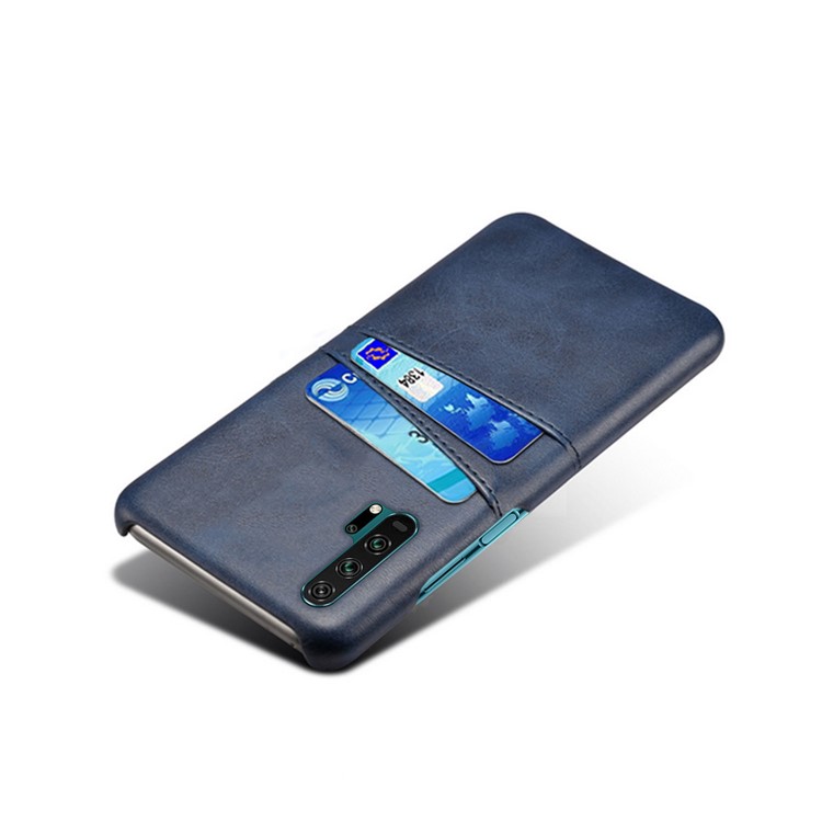 Double Card Slots PU Leather Coated PC Case for Huawei Honor 20 Pro - Dark Blue-2