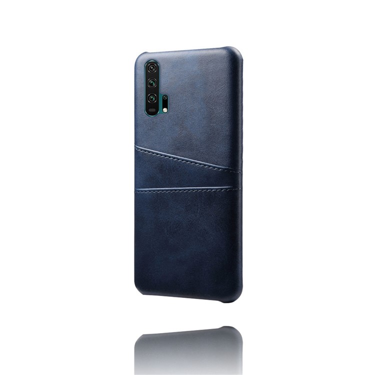 Double Card Slots PU Leather Coated PC Case for Huawei Honor 20 Pro - Dark Blue-3