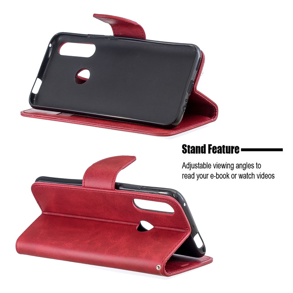 pu Leather Wallet Stand Téléphone Couverture Pour Huawei Honor 9x (global) / P Smart Z / Y9 Prime 2019 / Profitez de 10 Plus - Rouge