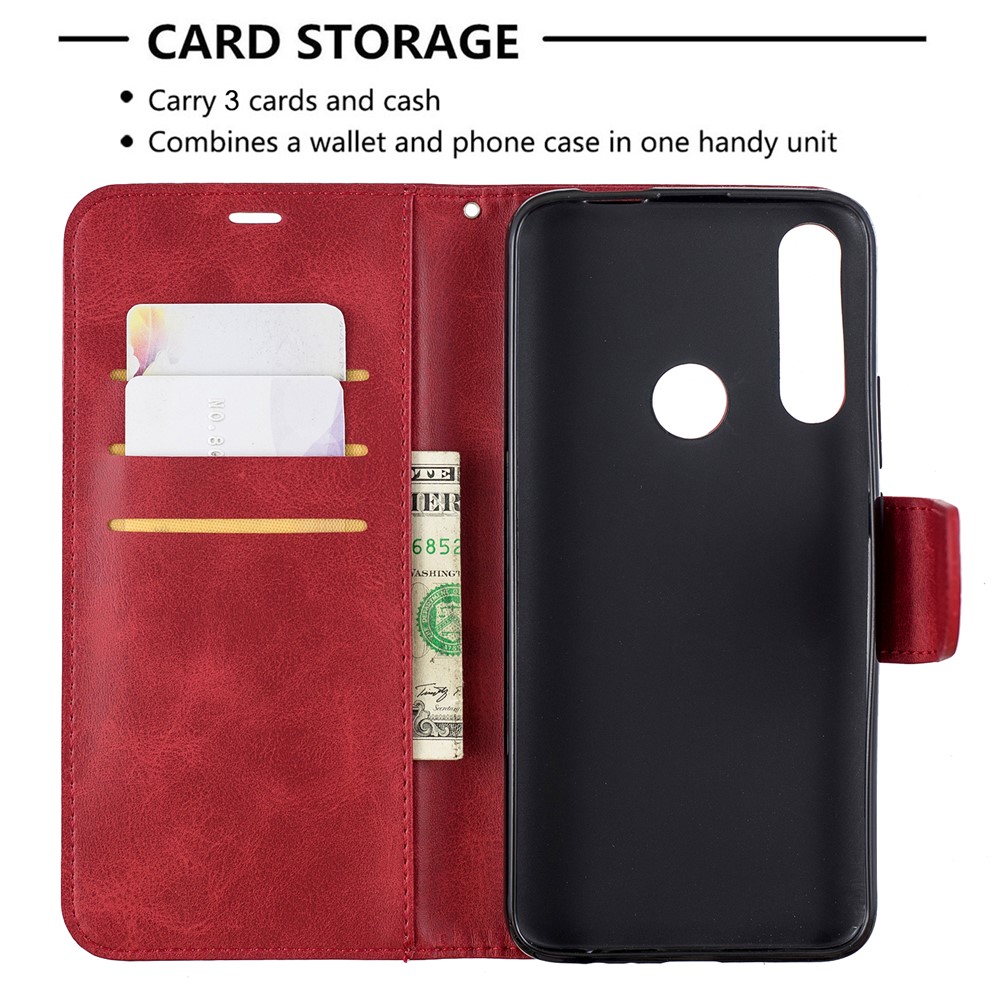 pu Leather Wallet Stand Téléphone Couverture Pour Huawei Honor 9x (global) / P Smart Z / Y9 Prime 2019 / Profitez de 10 Plus - Rouge