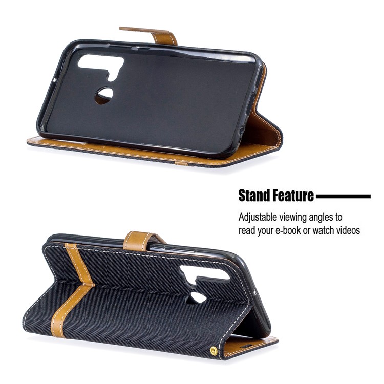 Assorted Color Jeans Cloth Wallet Leather Case for Huawei P20 lite (2019)/nova 5i - Black-5