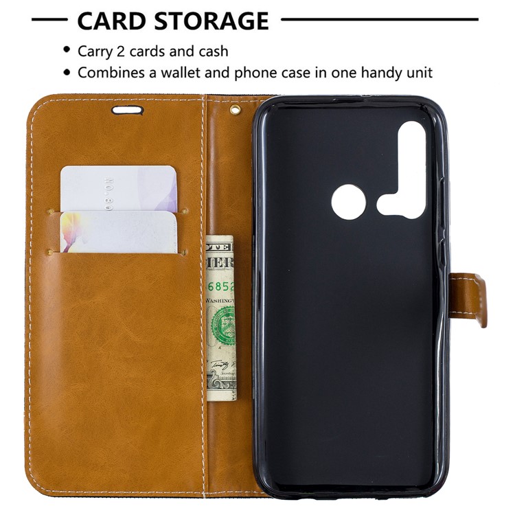 Assorted Color Jeans Cloth Wallet Leather Case for Huawei P20 lite (2019)/nova 5i - Black-6