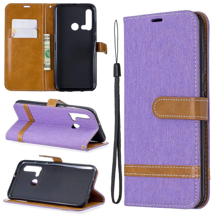 Assorted Color Jeans Cloth Wallet Leather Case for Huawei P20 lite (2019)/nova 5i - Purple-1