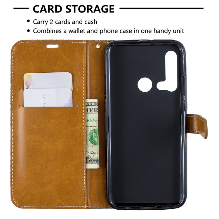 Assorted Color Jeans Cloth Wallet Leather Case for Huawei P20 lite (2019)/nova 5i - Grey-6
