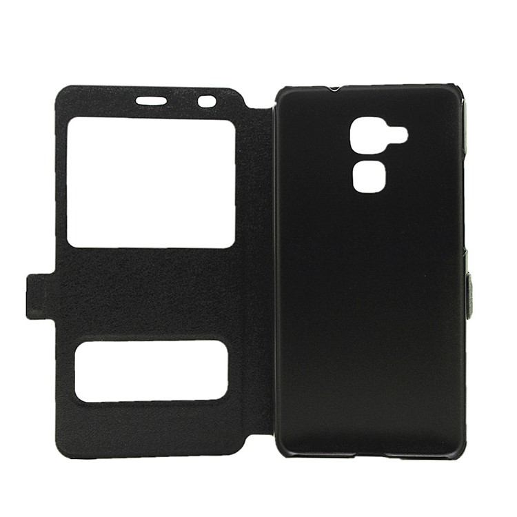 Silk Grain View Window Leather Stand Case for Huawei Honor 5c / GT3 - Black-4