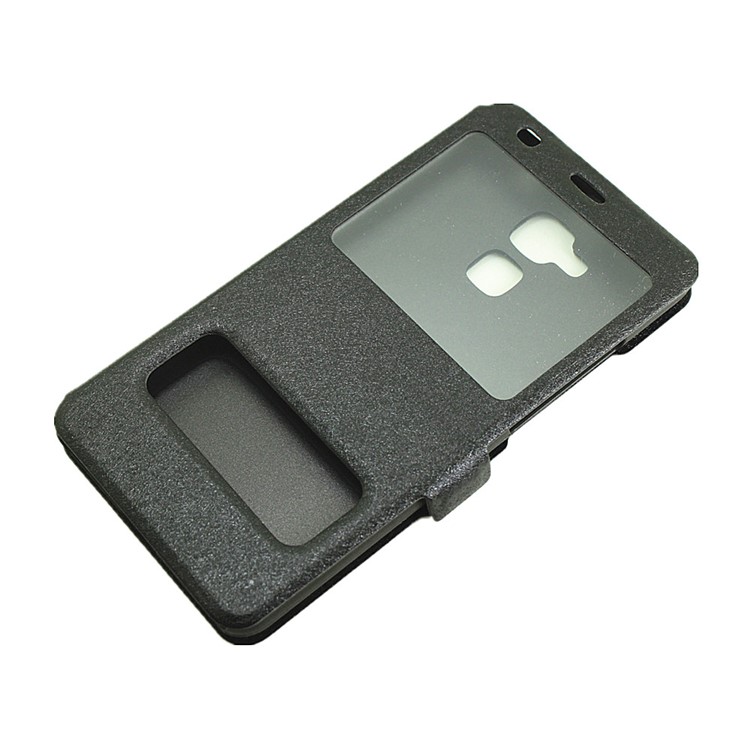 Silk Grain View Window Leather Stand Case for Huawei Honor 5c / GT3 - Black-6