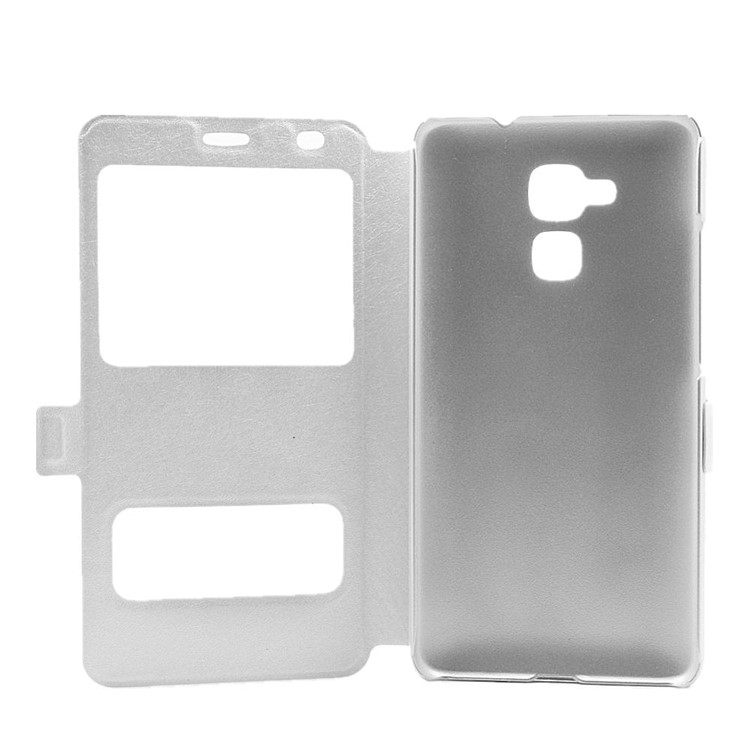 Silk Grain View Window Leather Phone Case for Huawei Honor 5c / GT3 - White-4