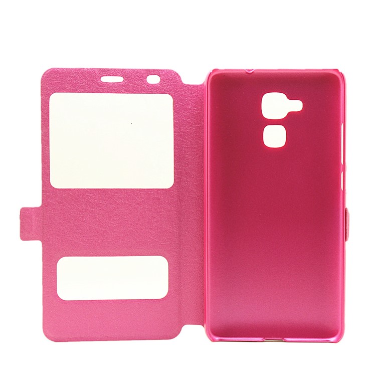 Silk Grain View Window Leather Cover for Huawei Honor 5c / GT3 - Rose-4