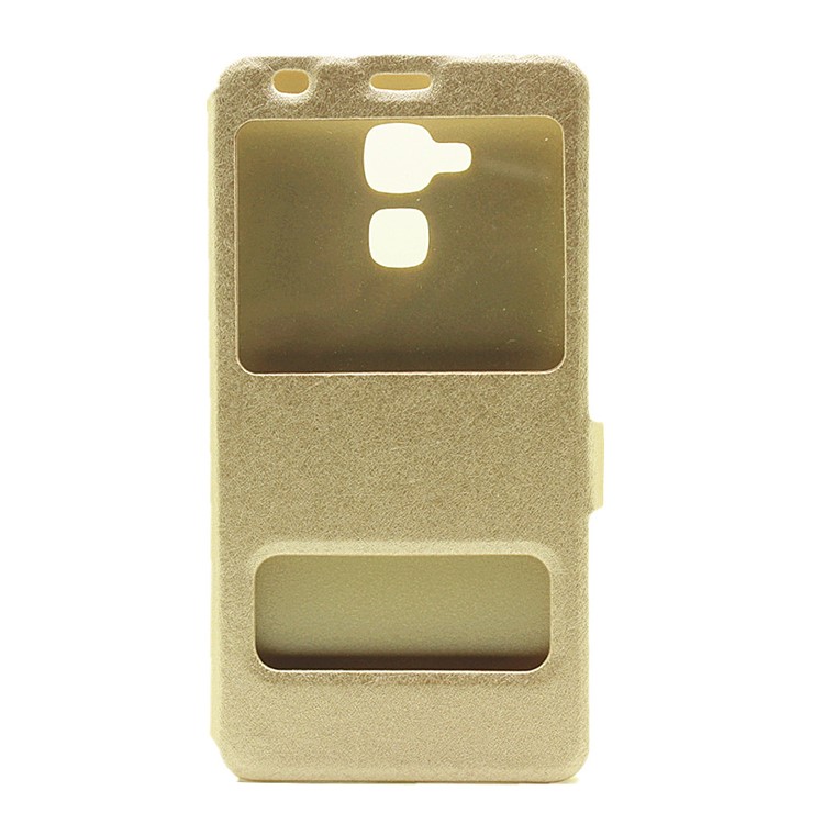 Silk Grain View Window Leather Flip Case for Huawei Honor 5c / GT3 - Gold-2