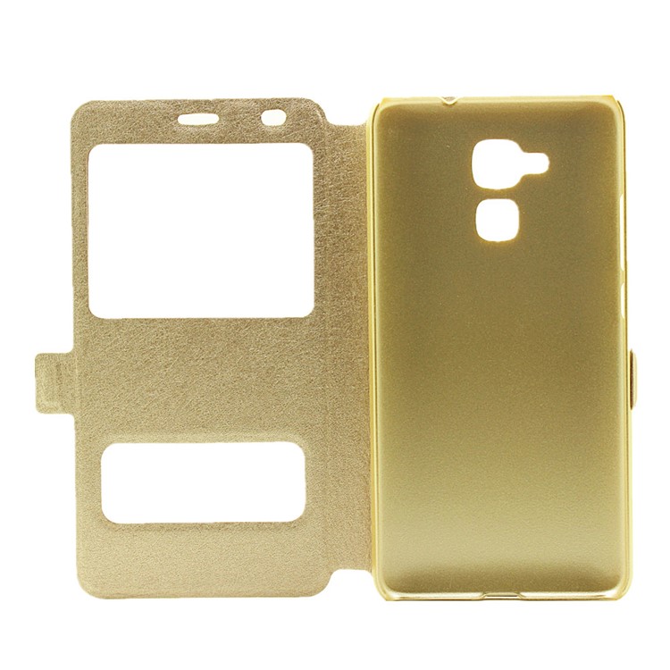 Silk Grain View Window Leather Flip Case for Huawei Honor 5c / GT3 - Gold-4