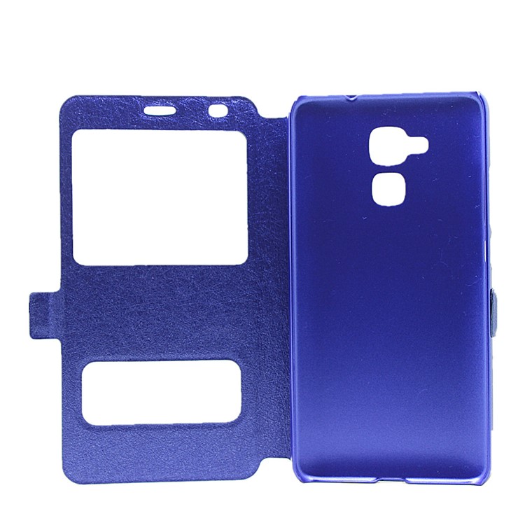 Silk Grain View Window Leather Protective Case for Huawei Honor 5c / GT3 - Blue-4