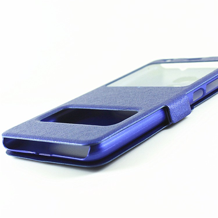 Silk Grain View Window Leather Protective Case for Huawei Honor 5c / GT3 - Blue-9