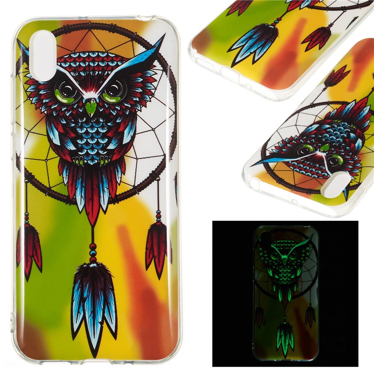 Nachtleuchtende IMD Weiche TPU-Handyhülle Für Huawei Y5 (2019) - Eule Traumfänger-1