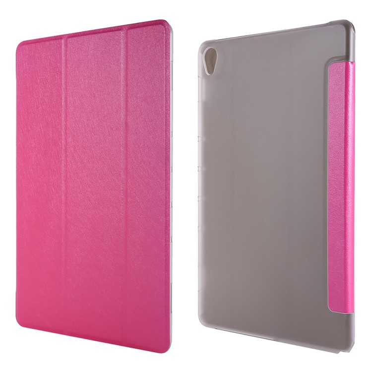 Silk Skin Tri-fold Stand Leather Shell Case for Huawei MediaPad M6 10.8-inch - Rose-4