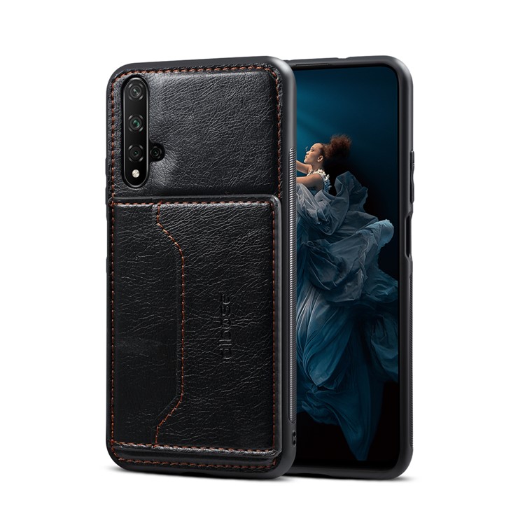 Crazy Horse Skin PC+TPU+Leather Phone Shell for Huawei Honor 20 - Black-1