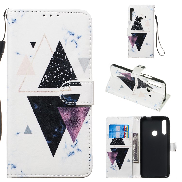 Pattern Printing Leather Wallet Stand Phone Cover for Huawei P Smart Z - Triangle-1