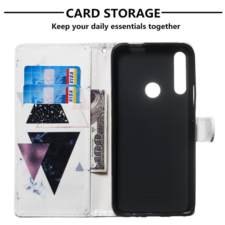 Pattern Printing Leather Wallet Stand Phone Cover for Huawei P Smart Z - Triangle-8
